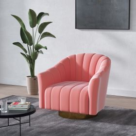 Arc velvet pink green white swivel chair armchair living room and bedroom (Color: Pink)