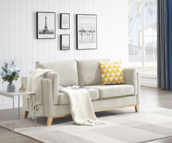 Modern and comfortable  fabric sofa with soft cushion and arm loveseat (Color: Beige)