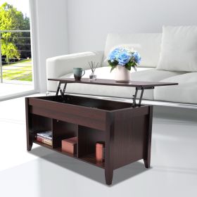 Lifting coffee table with cabinet-dark coffee color (Color: dark coffee color)