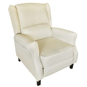 Classic Fabric Push back Recliner;  Single Sofa Manual Recliner;  with Padded Seat;  Backrest;  for Living Room;  Bedroom (Color: Light Yellow)