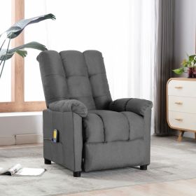 vidaXL Massage Recliner Light Grey Fabric (Color: Grey)