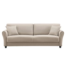 Leisure Loveseat Furniture with Hardwood Frame; Mid-Century Upholstered Couch for Living Room (Color: Beige Yellow)