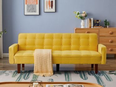 Solid Color Tufetd Sofa Save Space for Living Room (Color: Yellow)