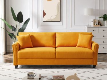 Leisure Loveseat Furniture with Hardwood Frame; Mid-Century Upholstered Couch for Living Room (Color: Yellow)