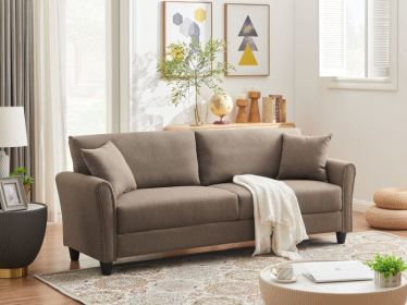 Leisure Loveseat Furniture with Hardwood Frame; Mid-Century Upholstered Couch for Living Room (Color: Light Brown)