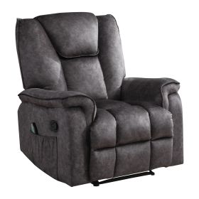 Recliner Chair for Living Room with Rocking Function and Side Pocket (Color: Grey)