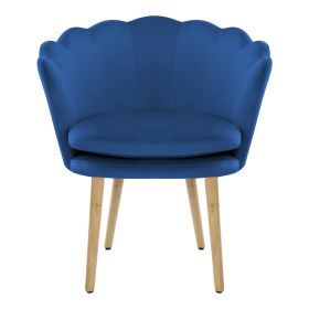 Shell shaped velvet fabric armchair; living room bedroom YELLOW (Color: Blue)