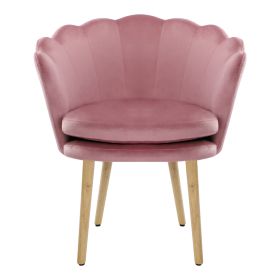 Shell shaped velvet fabric armchair; living room bedroom YELLOW (Color: Pink)