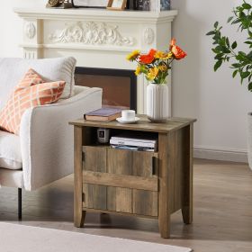 Nightstands&storage cabinet next to sofa (Color: Walnut)