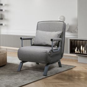 Lounge Chair Adjustable Folding Dual-Purpose Chair Sofa Bed Recliner Chair - gray with pillow XH (Color: Grey)