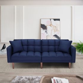 FUTON SLEEPER SOFA WITH 2 PILLOWS  FABRIC (Color: Navy Blue)