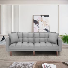 FUTON SLEEPER SOFA WITH 2 PILLOWS  FABRIC (Color: LIGHT GREY)