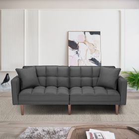 FUTON SLEEPER SOFA WITH 2 PILLOWS  FABRIC (Color: DARK GREY)