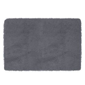 Fluffy Bedroom Rug 4' x 2.6' Anti-Skid Shaggy Area Rug Decorative Floor Carpet Mat (Color: gray)