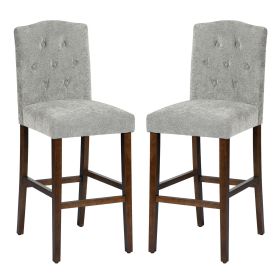 Set of 2 traditional Upholstered high stools, black (Color: Grey)