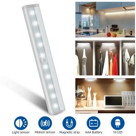 Wireless Motion Sensor Under Cabinet Closet LED Light Kitchen Counter Night Lamp (Color: White, Number: 3Pcs)